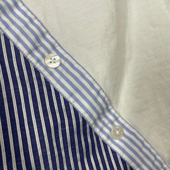 Opening Ceremony Medium Asymmetric Button Stripe Top Pale Blue Multi Cotton - Picture 5 of 9